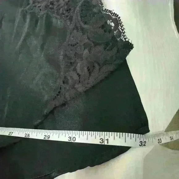 Jones New York Lingeriecore Y2K Black Silky Slip Dress M Lace Trim Chic Dark Fem - Picture 10 of 14